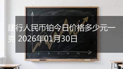 建行人民币铂今日价格多少元一克 2026年01月30日