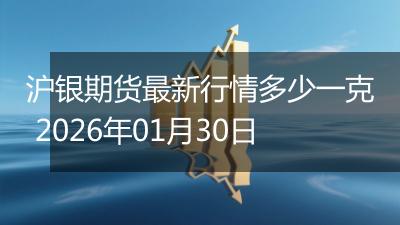 沪银期货最新行情多少一克 2026年01月30日